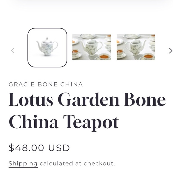Lotus Garden Bone China Tea Pot 32oz by Gracie Bone China - Picture 11 of 12